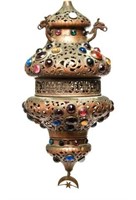 Islamic Moroccan Copper & Glass Gem Mosque Lantern