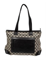 Gucci Gg Canvas Black Nylon Tote Bag