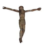 Antique Carved Polychromed Wooden Jesus