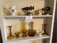 Assorted Glassware, Candle Holders, Misc.
