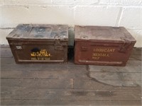2 Metal Ammo Boxes 18" Long Missing Clasps