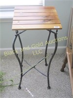 Wood top metal plant stand, 29" tall