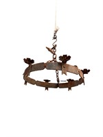 6 Light Round Iron Fixture with Flower Cups
