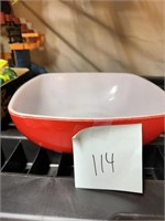 VINTAGE RED SQUARE PYREX BOWL