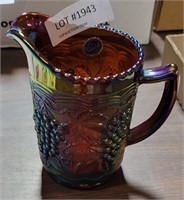 IMPERIAL PURPLE / BLUE CARNIVAL GLASS PITCHER