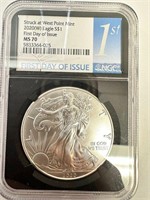 2020 W American Silver Eagle Coin MS 70 NGC
