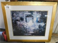 Large garden print, matted and framed, 41 x 35