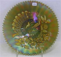 Peacocks 9" plate w/ribbed back - green