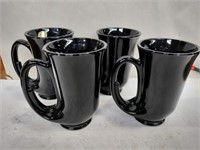 Set of 4 MCM tiara glass opaque black mugs