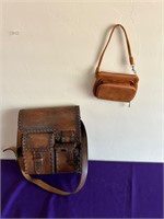 Etched Leather Shoulder Bag + Suede Wallet