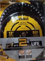 DEWALT Pack of 12-in Saw Blades - 1 x 80 T and 2