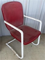 MCM Metal Patio Chair in Red, 3/3