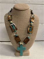 Handmade Turquoise Cross Necklace