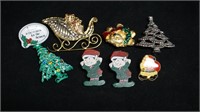 Collection of Christmas Pins & Earrings