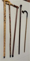 ASSORTED 5 PC ORIENTAL WALKING CANES
