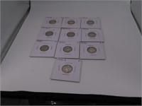 (10) asst Silver Mercury Dimes sleeved