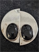 $600 Silver Black Onyx Earrings (~weight 16.82g)