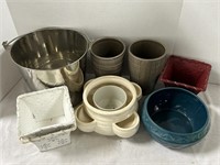 Tin Bucket With a Variety Of Pots