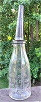 1922 HANDY OILER GLASS ANTIQUE OIL CAN FOR CAR 14"
