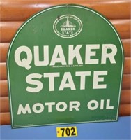 Vintage Quaker State metal dble-sided station sign