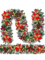 2 Pack 9 Ft 80 LED Christmas Garland