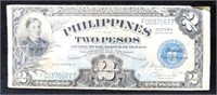 SERIES 66 PHILIPPINES WWII "VICTORY" 2 PESOS NOTE