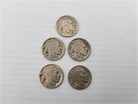 1928 Buffalo Nickels (lot of 5)