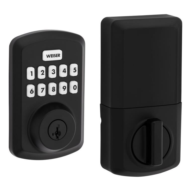 Weiser Powerbolt 3 Matte Black Keyless Entry Door