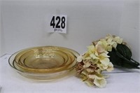 (3) Piece Dish Set & Flower Decor