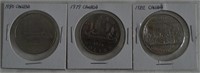 3 pcs CAD Dollar Coins 1979/80/82