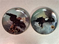 2 Franklin Mint Eagle Collector Plates, 8 1/4in W