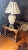 SIDE TABLE WITH GLASS TOP & 3 TABLE LAMPS