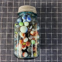 S2 Vintage Marbles Blue jar ball