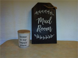 Mud Room Sign /  Red Leaf Candle