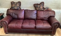 Leather? sofa with nailhead trim