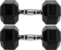 Signature Fitness Rubber Hex Dumbbell  25LB Pair