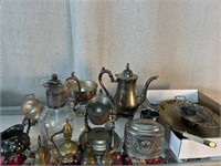 Assorted Metal Serving Ware Aprox 11 pc
