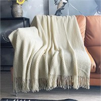 LOMAO Knitted Throw, Cream, 50x60
