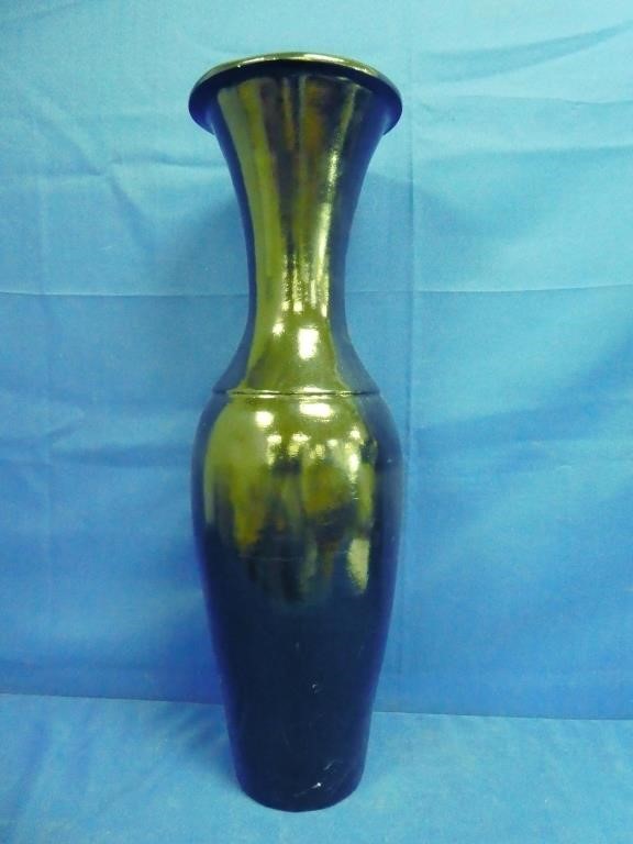 Tall Black Pottery Floor Vase 29" ( Paint Chips )