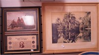 Two framed pieces: a tropical photograph