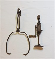 Antique Ice Tongs & Brace Drill