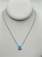 14K GF Fine Fire Opal "B" Initial Necklace