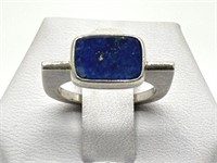 Fine Sterling Silver Atomic Lapis Ring