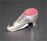 Miniature silver (925) shoe pincushion