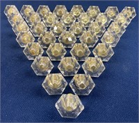(36) Acrylic and Brass Faceted drawer knobs, 1