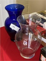 Cobalt and Clear Glass Vases