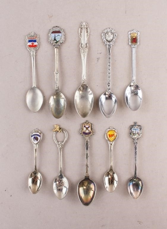 Vintage Silver-plated Enameled Teaspoons 10pc