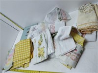 box of vintage linens. mostly new