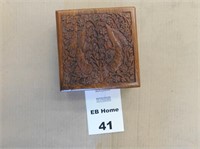 Hand carved Rosewood Jewlery Box, Vintage