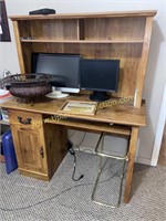 Computer desk, monitors and contents